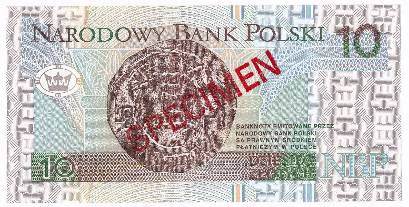 Banknot. 10 złotych Mieszko I 25.03.1994 seria AA WZÓR/SPECIMEN